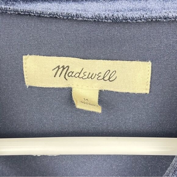 Madewell Soft Blue Velvet Top with Necktie- Size Medium - Picture 4 of 4